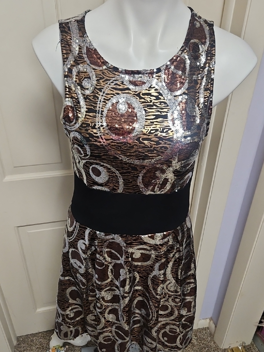 easel Black Sequin Evening Dress